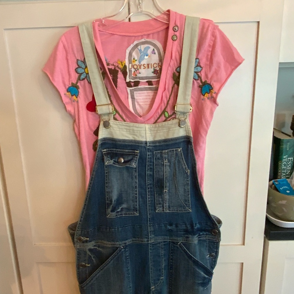 Anthropologie Denim Overalls. 18 inches wide. Stretch denim.  Shirt  separate.
